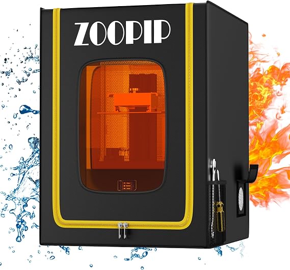 3D Printer Enclosure, Fireproof Resin 3D Printer Enclosure, Dustproof Vent Enclosure Cover with Tool Storage, Room Temperature Protection Tent for Creality/Anycubic/Elegoo Series 3D Printer