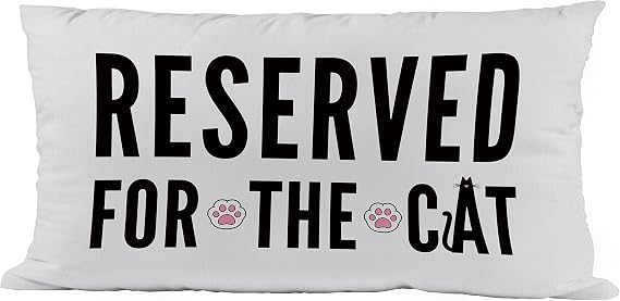 Reserved for The Cat ソフト スローウエスト ピローケース クッションカバー ソファー カウチ ベッドの装飾 12x20インチ キティ好き、猫好きのギフト、面白い猫の枕カバー、女性への猫のお母さんへのギフト、猫の女性