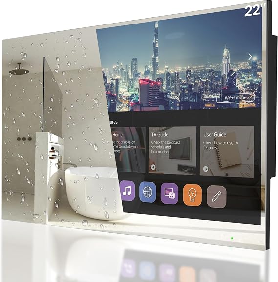 Soulaca 22 Inch Smart Mirror TV, Waterproof LED TV for Bathrooms and Hotels