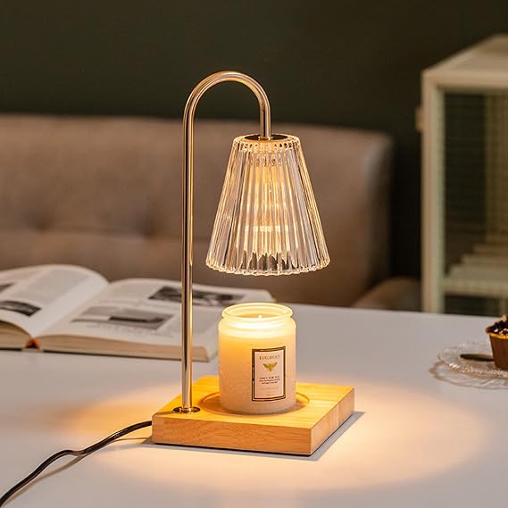 GKXLH Timer & Dimmable Electric Candle Warmer Lamp with 2 Bulbs (Clear)