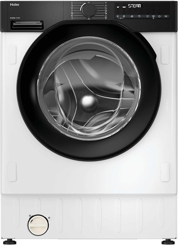 Haier Series 6 Integrated Washing Machine, 9kg, White & Black, A-30% [Energy Class A]
