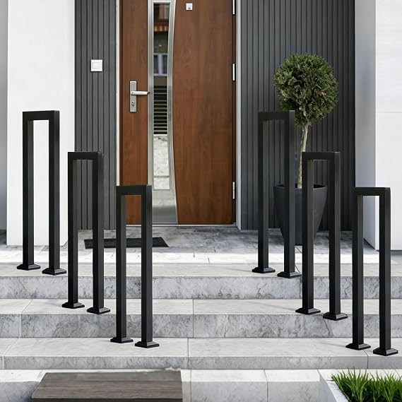 Railing Outdoor,Staircase Railings,U-Shaped Handrail Railing Stairs,Premium Wrought Iron Safety Grab Rail,for Cement Concrete Wooden Steps Floor Mount,for Hallway Villa Porch Garden 115cm