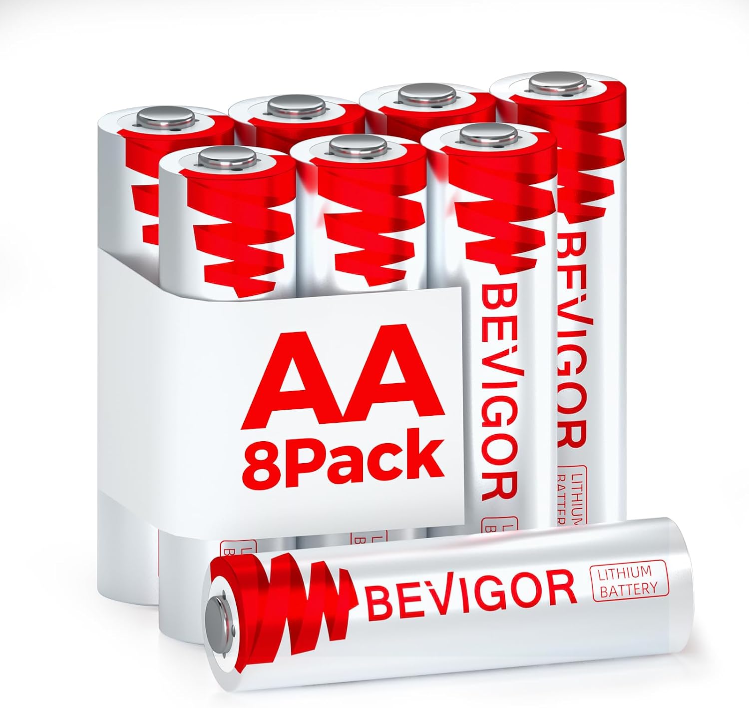 BEVIGOR AA Lithium Batteries Pack of 8, Double A Battery, 3000mAh 1.5V High Capacity AA Batteries for Home Equipment, Safety Equipment [ Disposable Battery ]