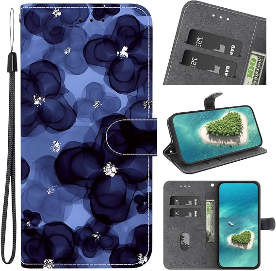 Ymyhyuxi フリップ レザー ウォレット 電話ケース Honor Magic 7 Pro用 カードスロット付き クリスタルパターン ペイントカバーSJ-31