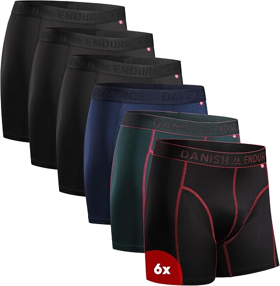 DANISH ENDURANCE Sports Boxer Briefs, Slim, 6 Pack