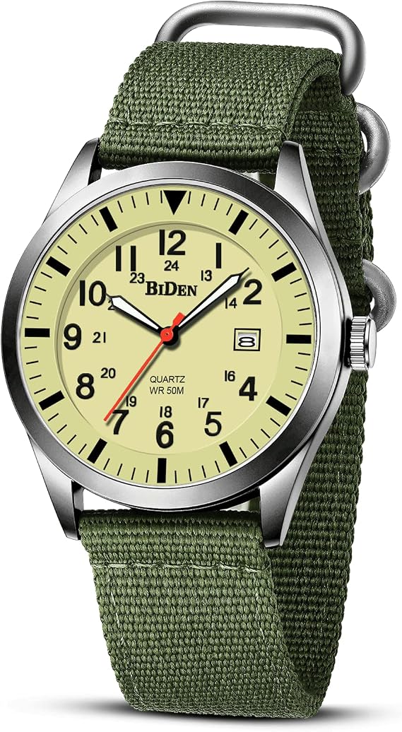 Mens Watches Military Watch for Men Analogue Quartz Waterproof Sports Watch | Date Display Nylon Army Tactical Sports Minimalist Watches
