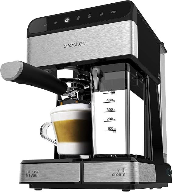 Cecotec Semiautomatic Coffee Maker Power Instant-ccino 20 Touch Serie Nera. 1350 W, 20 Pressure Bars, 500 ml Milk Tank, Touch Control, 1.4 Liter Reservoir, Stainless Steel Finishes