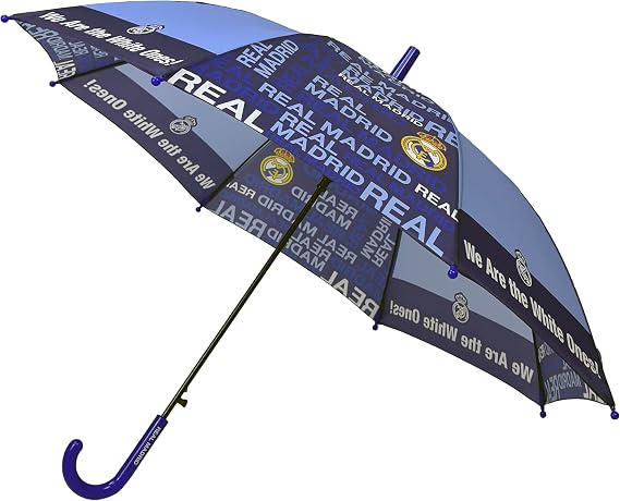 CYPBRANDS Real Madrid - Umbrella, Automatic Umbrella, Umbrella for Boys and Girls, Multicoloured, Official Product