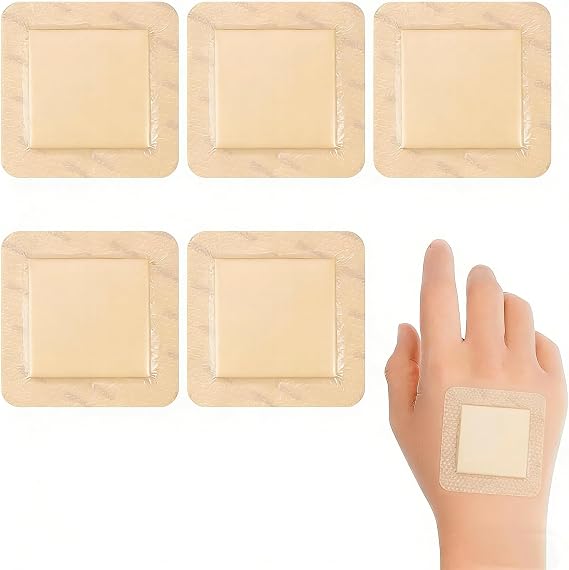 5PCS Waterproof Silicone Foam Pads, Self-Adhesive Skin Protection Pads, Ultra Absorbent Soft Cushion Patches 5x5cm