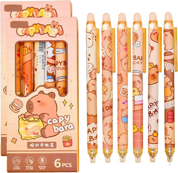 12 Capybara Erasable Ballpoint Pens High Quality Retractable Pens Rollerball Pen Erasable Pens Children Erasable Gel Pen Cute Capybara Things