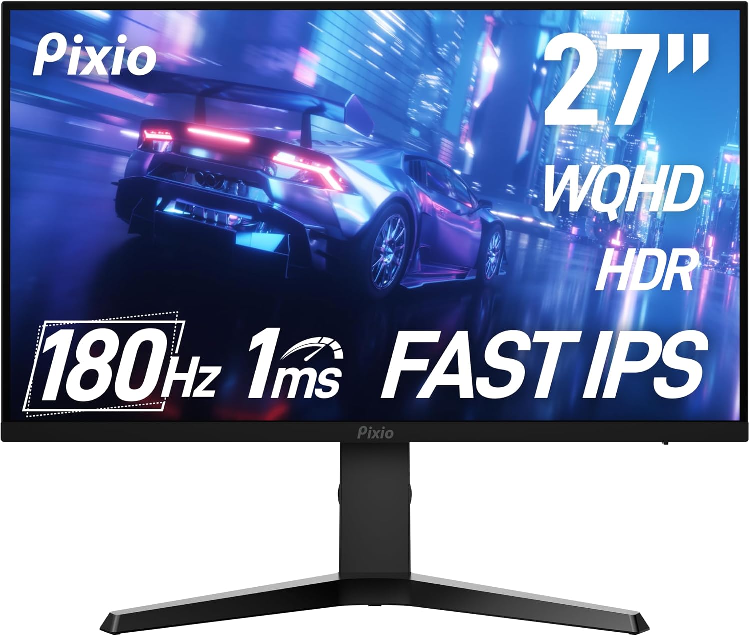 Pixio PX277 Prime Neo 27" 180Hz QHD 1440p 1ms GTG Fast IPS Esports Gaming Monitor with Adaptive Sync