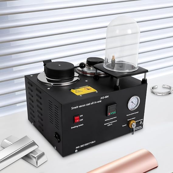 Vacuum Casting Machine 3KG 1500W Metal Melting Furnace 2102°F with Graphite Crucible for Jewelry Gold Silver Lost Wax Casting