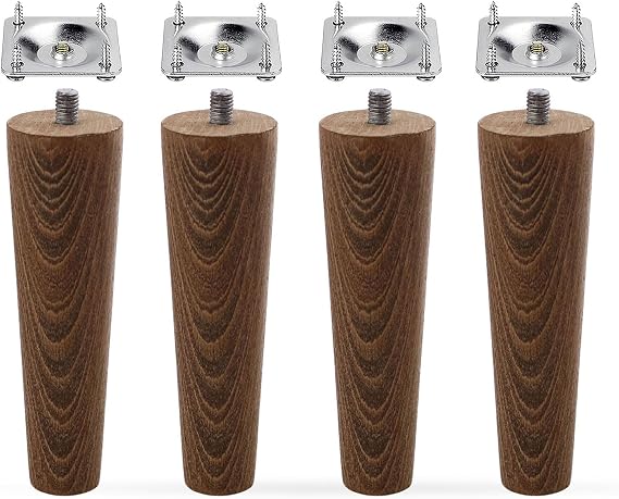 4 ADET Ahşap Ayak 12 Cm Ceviz M8 Civatalı Bağlantı Aparatlı Dolap Mobilya Koltuk Kanepe Destek Ayağı Ayakları