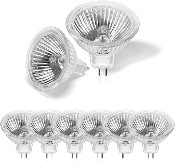 Morotty 8 Pack MR16 Halogen Light Bulbs 20W 12V, GU5.3 Halogen Spotlight Bulbs for Ceiling Light, Recessed Lighting, Exhibition Lighting, Landscape Lighting [Energy Class C]