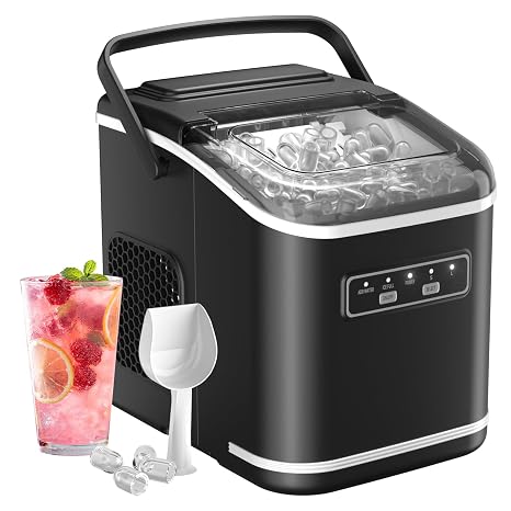 Ice Maker Machine Countertop 9Cubes/6Min 12KG/24H Self-Cleaning