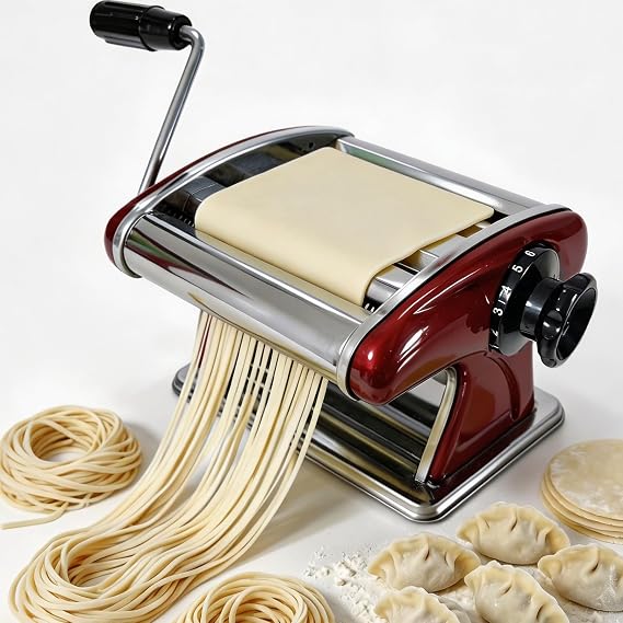 Manual Pasta Maker Machine - Noodle Machine Dough Roller Hand Crank,No Disassembled-2/4mm Width Noodle/0.3-5mm Thickness Dough