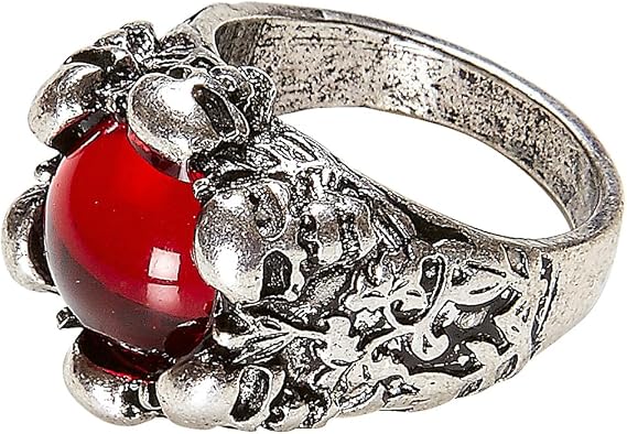 Gothic Ring With Stone And Skull
