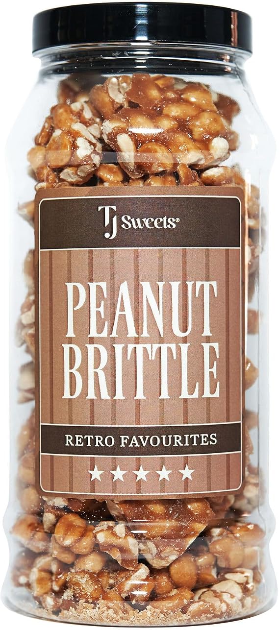 Peanut Brittle - (450g) Original Roasted Peanuts In Caramel, Peanut Brittle Sweets a Classic Retro Experience in a Gift Jar by TJ Sweets.