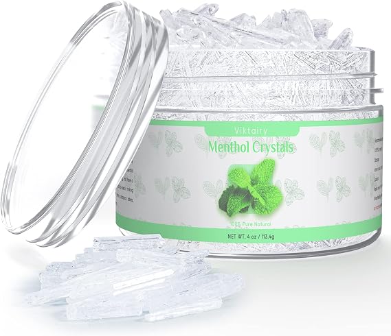 Menthol Crystals 118g, 100% Pure Organic Mint Crystals | Ideal for Making Shower Steamers, Creams & Soaps