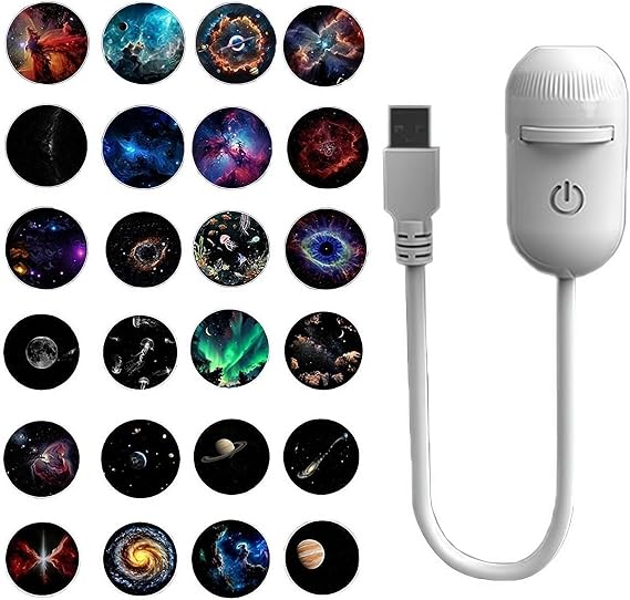 2-in-1 Galaxy Projector Night Light,USB Starry Sky Projector with Multiple Projection Films, 360° Adjustable LED Galaxy Night Light Projectors for Bedroom Hallway Ceiling Decor [Energy Class F]