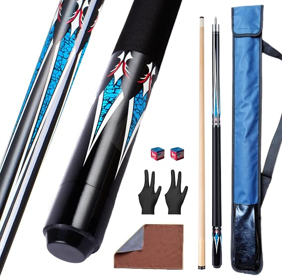 Pool Cue Stick Set,58" Billiard Cue Sticks,19/20 oz 1/2 Maple Billiard Pool Stick,13mm Cue Tip 2-Piece Pool Cue