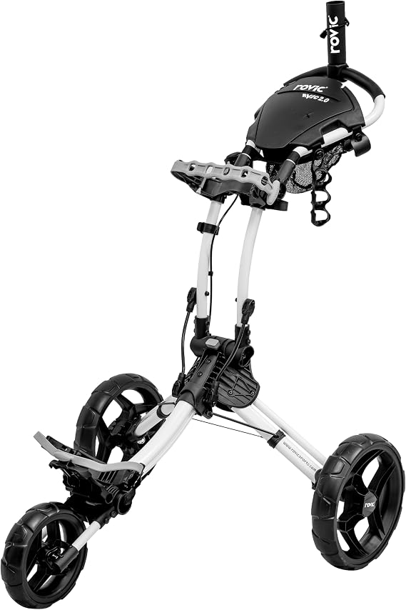 Clicgear Rovic RV1C 2.0 Golf Trolley, 3 Wheel Golf Push Trolley Compact Foldable Design