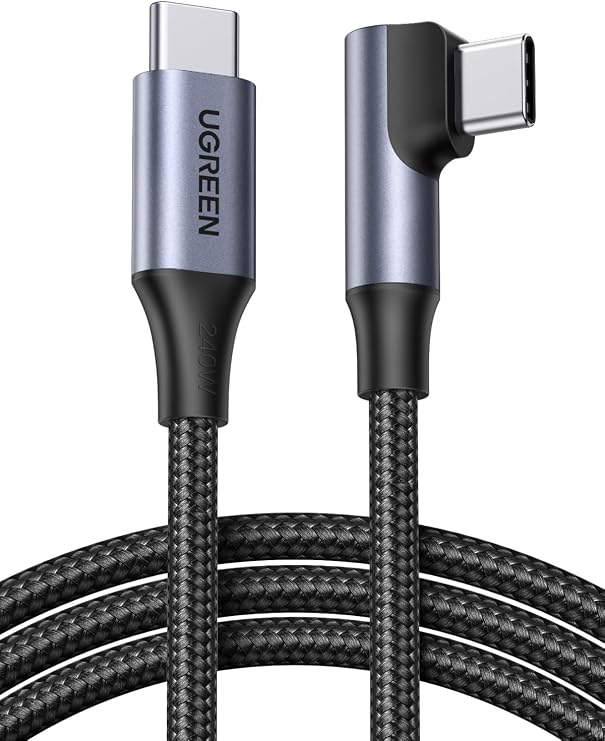 UGREEN USB C Cable, L-Shape, PD, 60W/3A, Fast Charging, Anti-disconnection