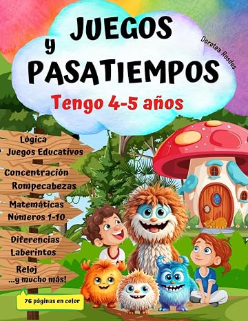 TENGO 4-5 años! Libro de Actividades Preescolar/Aprender Jugando-Juegos y Pasatiempos Educativos Divertidos para Niños Inteligentes: Fichas ... Concentracion, Números, Matemáticas,Reloj