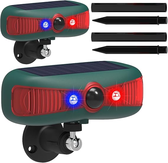 Güneş Açık Hareket Sensörü Alarm, 130db Çift Hoparlör Loud Noise Maker, 13 Sesler Çift Modlu Güneş Alarm Strobe Işık Ev ve Çiftlik için