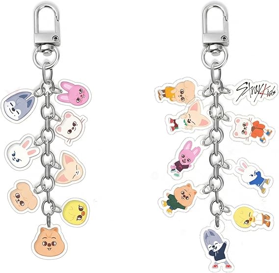2 Pieces Cute Stray Key Ring, Cartoon Animal Keyring with 8 Animals,Double-Sided Acrylic Cartoon Pendant Keys,Cute Gifts for Fans Merch Backpack Party Supplies