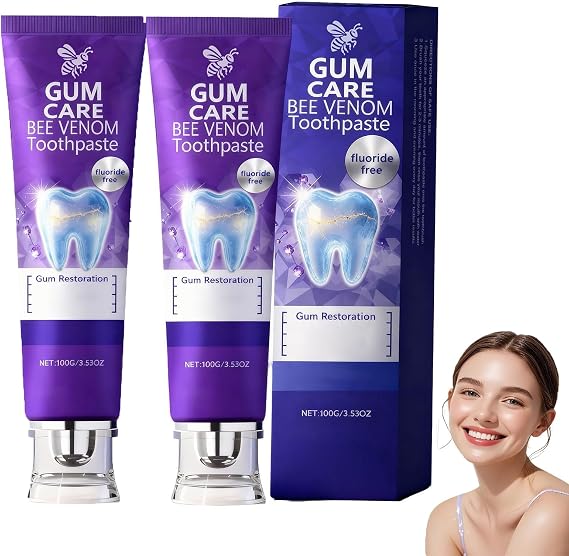 Bees Venom Toothpaste for Dental Care, Natural Whitening Toothpaste, Cleans Thoroughly Removes Stains, Suitable for Men and Women, 100g (2)