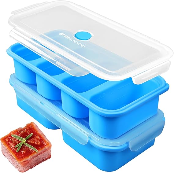 Silicone Freezer Moulds with Lids, 2 Pack Soup Freezer Containers