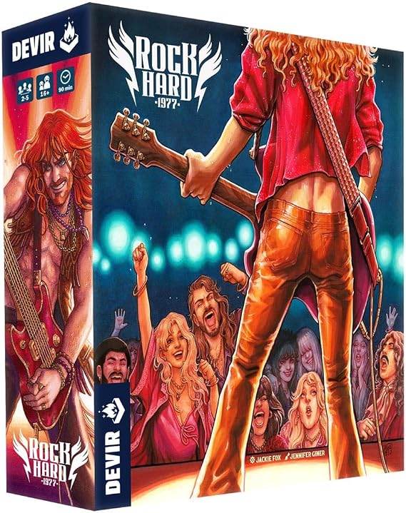 DEVIR - Rock Hard: 1977- Set Collection and Worker Placement Game- Family Game for Adults and Older Teens, For 2 to 5 Players, Ages 14+