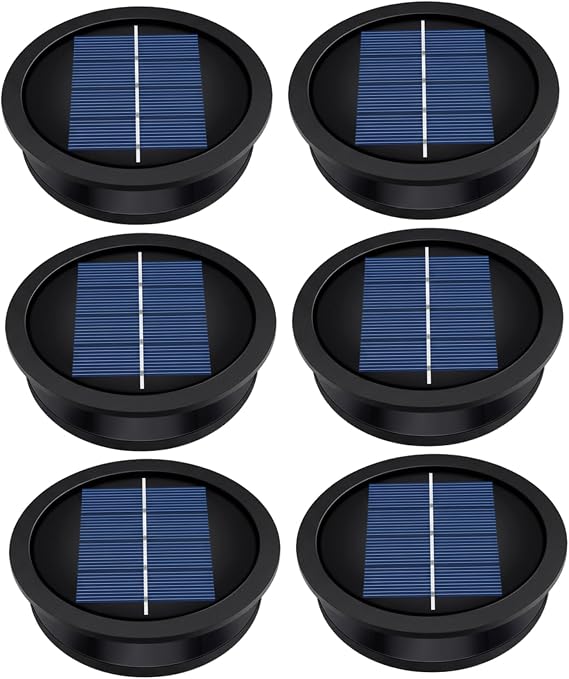 6 Pack Solar Light Replacement Top, Warm White Solar Lights Outdoor with Easy On/Off Switch for Lanterns, DIY Replacement Light Tops, 2.2in, Décorations de Maison [Energy Class A++]