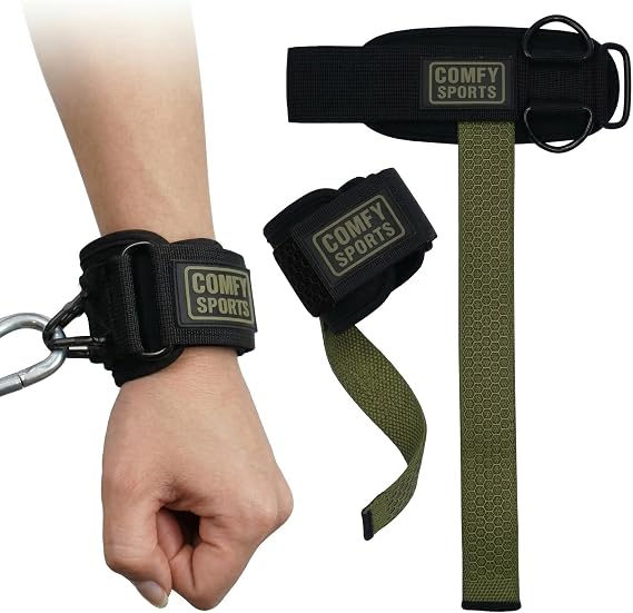 Comfy Weight Lifting Straps, 2-in-1 Design with Wrist Support & Double D-Ring Cuff Attachment for Cable Machine Workouts, Heavy Duty Gym Straps for Deadlift & Strength Training Men Women