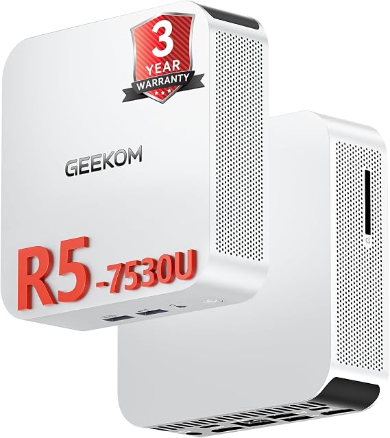 GEEKOM A5 PRO 2026 Mini PC,AMD Ryzen 5 7530U, 1TB SSD,16GB RAM(up to 96GB)