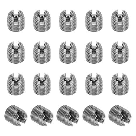 PATIKIL Self-Tapping Threaded Inserts, 20 Pcs M3 x M5 x 5mm 303 Stainless Steel Thread Adapter Reducer Slotted Screw Repair Inserts Nuts Sleeve