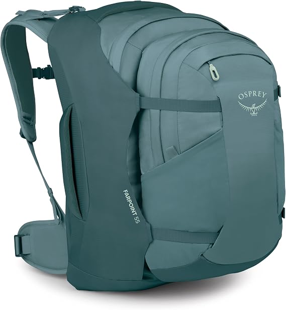 Osprey Farpoint Men's Travel Pack, 55L, Cascade Blue-Torrent Blue