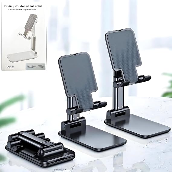 Kyrotech Ayarlanabilir Portatif Telefon ve Tablet Standı – Masaüstü Katlanabilir Tutucu, Tüm Akıllı Cihazlarla Uyumlu, Ergonomik ve Kaymaz Tasarım