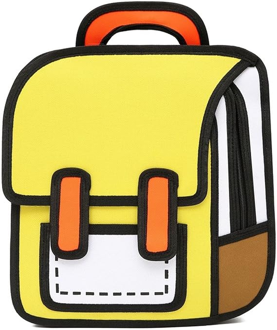 SHINsuke Kawaii Comic Backpack, Back to School Supplies, Cute 3D Jump Style 2D Drawing From Cartoon Paper Backpack