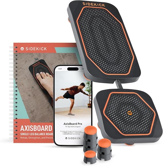 SIDEKICK | AxisBoard バランスボード 足&足首リハビリ用 | PTトレーニングシステム 足底筋膜炎 アキレス痛 足首捻挫 エクササイズプログラム | サイドキックアプリ + ガイド付き