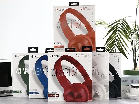 Wireless MF-280BT Bluetooth 5.0 Kablosuz Kulaklık, Kırmızı Seçenekli, Kulak Üstü Stereo Ses Özellikli, Model MF-280BT
