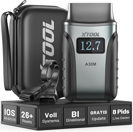 XTOOL A30M OBD2 Diagnostic Tool Set Bi-Directional Wireless Diagnostic Tool Car Full System AI Support 26+ Resets Oil ABS BMS DPF 8-PID Live Data for iOS/Android Lifetime Update CAN FD