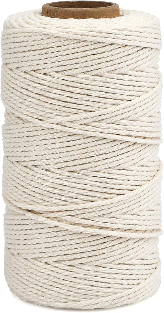 G2PLUS 2mm Beige Cotton String Cord: 100m Craft Bakers Twine, 3Ply