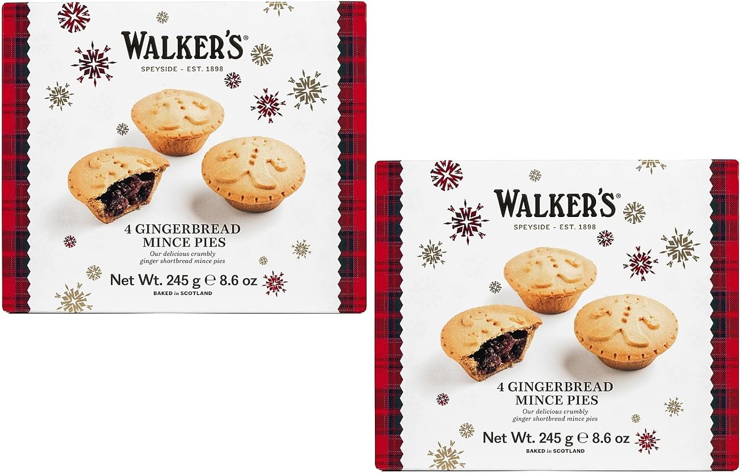 Delicious Crumbly Shortbread Mince Pies All Butter Ginger Pastry with Fruit and Spices by Walkers Shortbread - Pack of 2