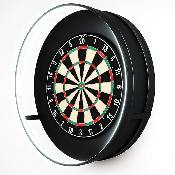 Dartboard Ring Light LED Lighting System Aluminium GTRIX Flux Pro 360 Degree Slimline Illumination for Dart Boards Bright Shadowless Surround Easy Fit Metal Frame Game Compatible with Winmau Unicorn