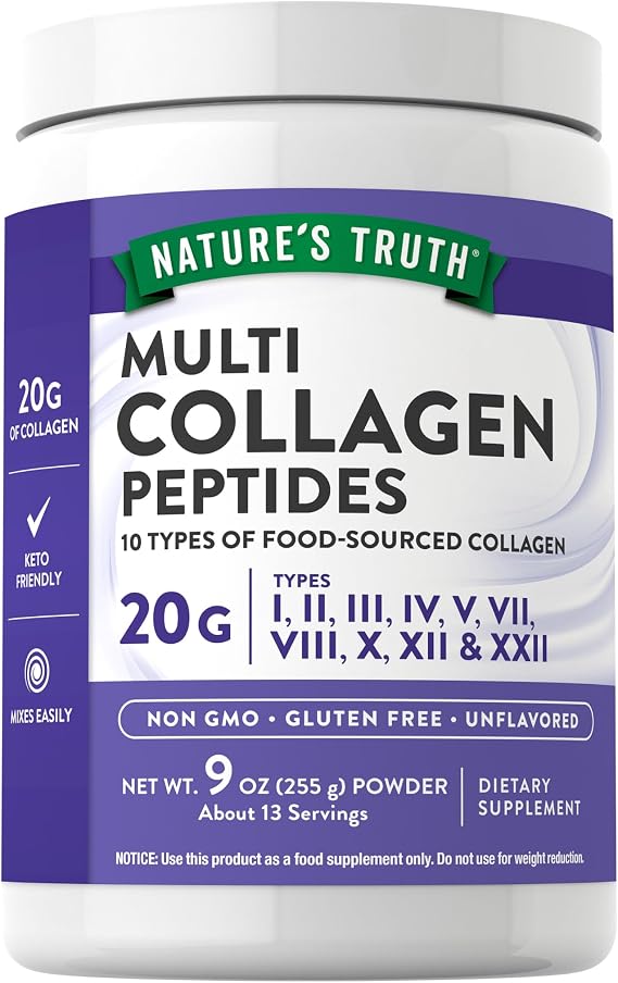 Nature's Truth, Multi-Collagen Peptide Powder, Plain, 9 Ounce | 10 Kinds of Collagen | Tasteless | Keto-Friendly, Non-GMO & Gluten Free Supplement