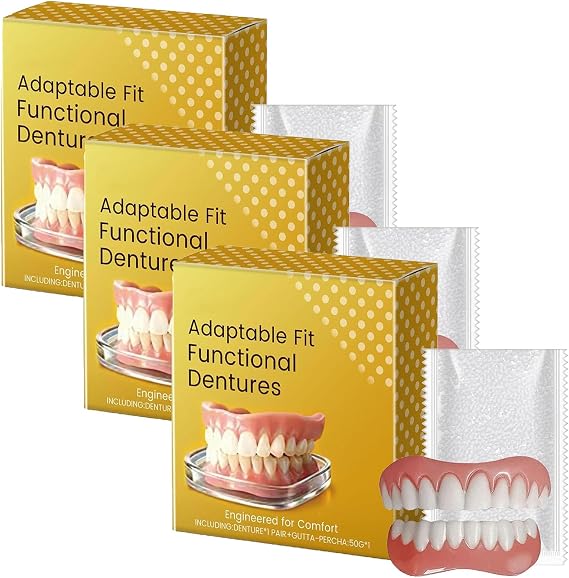 Full Dentures, Boil and Bite Dentures, for Improved Fit and Comfort, Easy to Use Denture Accessory for Men and Women (3 Pcs)