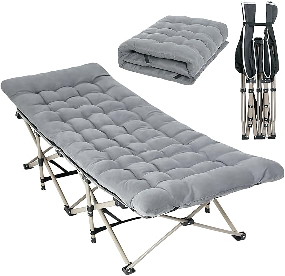 Camping Bed for Adults, Folding Cot with Mattress, 190 x 68 cm