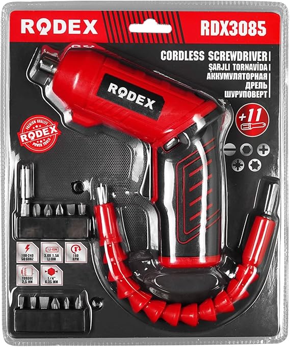 Rodex RDX3085 Akülü Vidalama Şarjlı Tornavida Vidalama Ucu Seti (12 PARÇA)